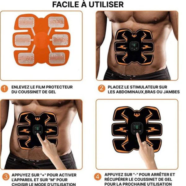 Électrostimulateur musculaire abdominal et fessier, ceinture abdo et appareil musculation bras