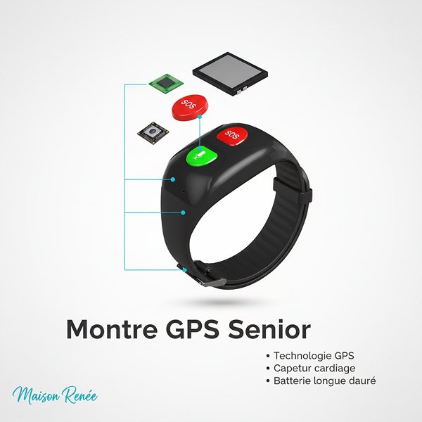 Montre GPS senior avec bouton SOS, alarme personne âgée et bracelet connecté type Alzheimer