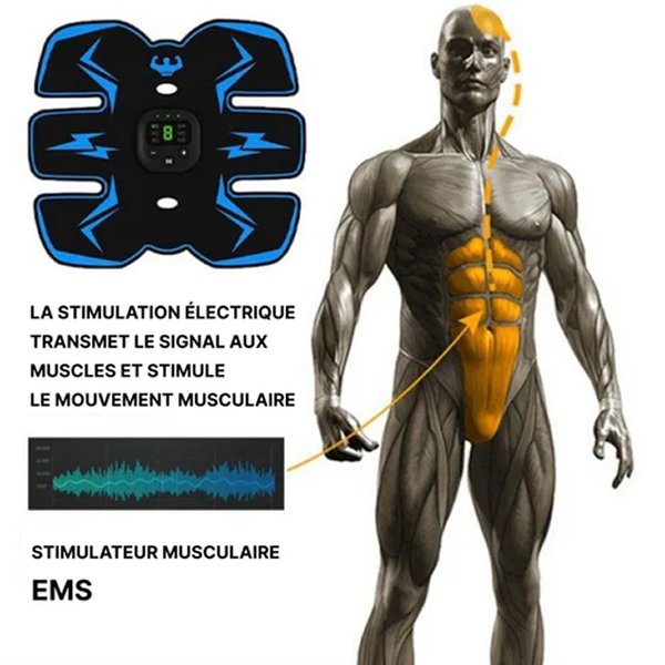 Électrostimulateur musculaire abdominal et fessier, ceinture abdo et appareil musculation bras