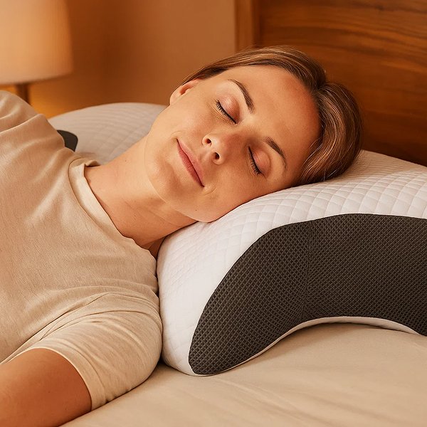Oreiller cervical ergonomique à mémoire de forme – soutien apnée du sommeil et nuque