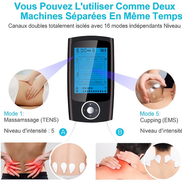 Électrostimulateur TENS, appareil d’électrostimulation kiné pour soulagement musculaire ciblé