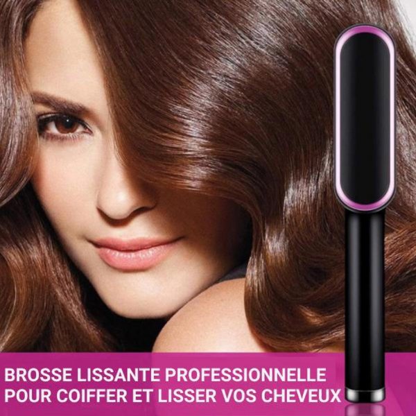 Brosse Lissante Chauffante Professionnelle pour Cheveux Crépus, Coiffage et Lissage Rapide, Technologie Avancée pour Résultats Durables