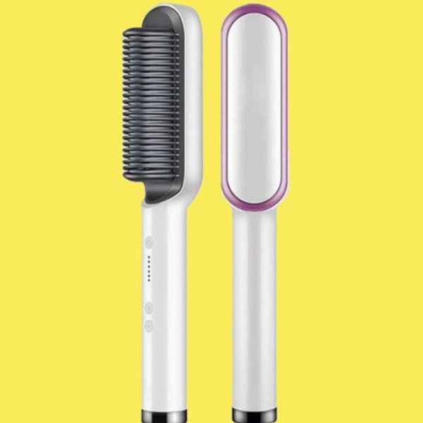 Brosse Lissante Chauffante Professionnelle pour Cheveux Crépus, Coiffage et Lissage Rapide, Technologie Avancée pour Résultats Durables