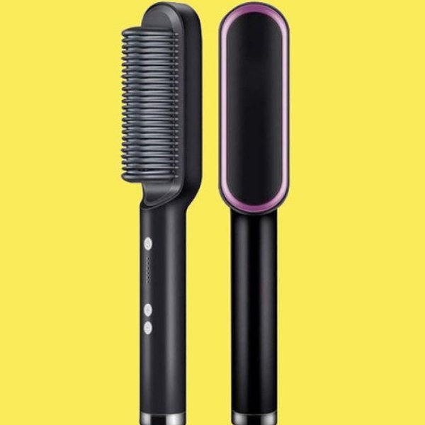 Brosse Lissante Chauffante Professionnelle pour Cheveux Crépus, Coiffage et Lissage Rapide, Technologie Avancée pour Résultats Durables