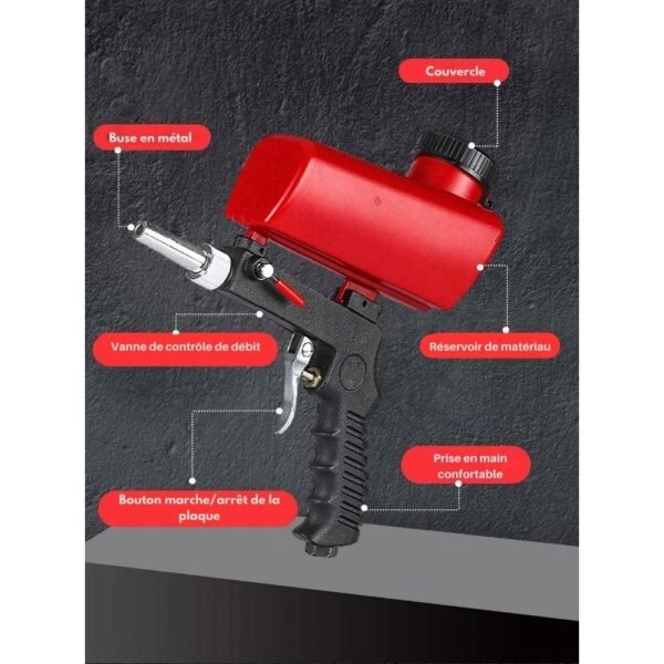 Sableuse Pneumatique pour Bois, Pistolet à Sablage Compatible avec Compresseur pour Finition Parfaite