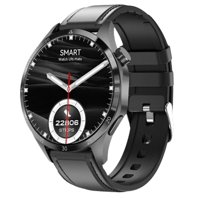 Image2_3ae34eb6-781d-4383-84fe-0eae4ff2c180-removebg-preview.png Montre Connectée Homme en Acier, Élégante et Compatible iPhone avec Aiguilles et Bracelet Cuir