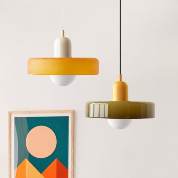 Luminaire Suspension en Verre Coloré – Lustre Cuisine Moderne, Idéal pour Salle à Manger et Salon