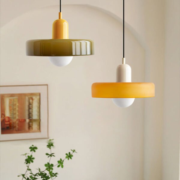Luminaire Suspension en Verre Coloré – Lustre Cuisine Moderne, Idéal pour Salle à Manger et Salon