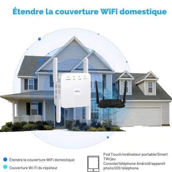 UltraXtend 5G WiFi Booster – amplificateur de signal WiFi 5 GHz et répéteur universel pour couverture optimale