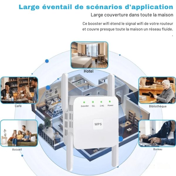 UltraXtend 5G WiFi Booster – amplificateur de signal WiFi 5 GHz et répéteur universel pour couverture optimale