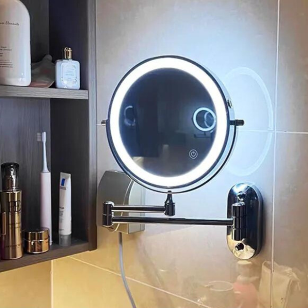 Miroir Grossissant et Lumineux pour Épilation et Maquillage, Miroir Déporté x30 avec Lampe Intégrée Salle de Bain