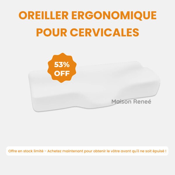 Oreiller ergonomique pour cervicales à mémoire de forme pour soulager les douleurs cervicales