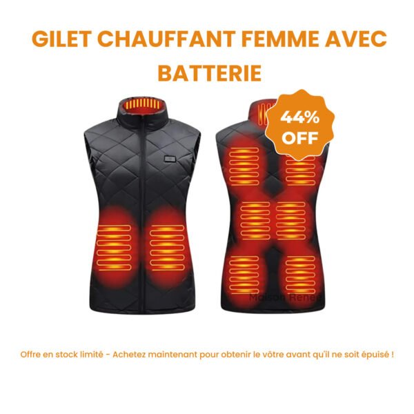 Gilet chauffant femme avec batterie – Veste thermique rechargeable pour temps froid