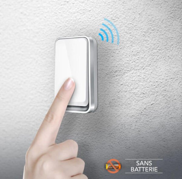 Sonnette sans fil sans pile étanche – Sonnette sans fil facile à installer type castorama pour maison