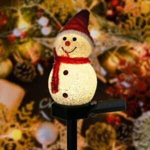 Lampes solaires bonhomme de neige – éclairage de Noël chaleureux pour jardin, allée ou terrasse