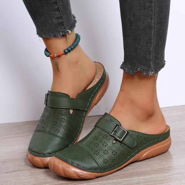 Mules en cuir pour femme, confort orthopédique, semelle flexible,  pour un soutien optimal du pied