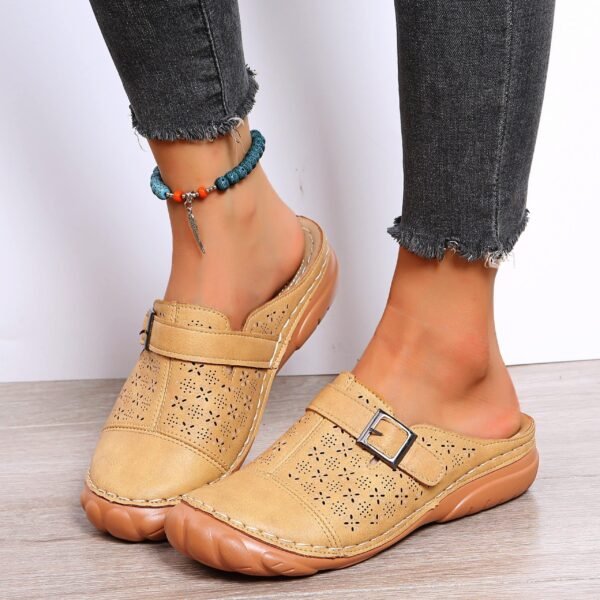 Mules en cuir pour femme, confort orthopédique, semelle flexible,  pour un soutien optimal du pied