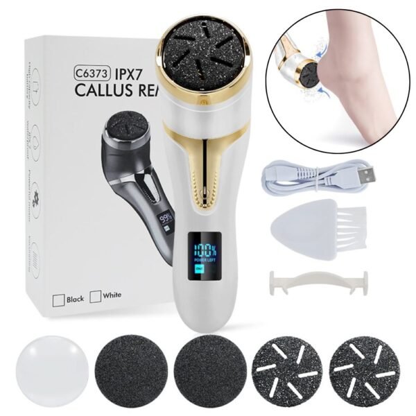 Ponceuse Électrique pour Pieds, Râpe Électrique pour Callosités et Durillons, Appareil de Soins des Pieds avec Aspiration pour Confort et Hygiène