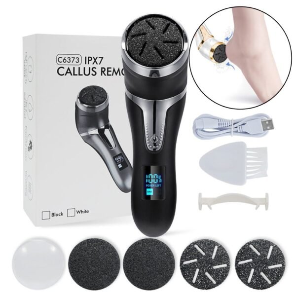 Ponceuse Électrique pour Pieds, Râpe Électrique pour Callosités et Durillons, Appareil de Soins des Pieds avec Aspiration pour Confort et Hygiène