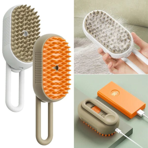 Brosse pour chien à la vapeur 2.0, idéale pour poils longs, soin efficace et démêlage en douceur