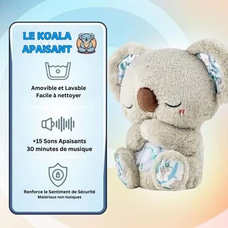 Doudou Koala Apaisant avec Battement de Cœur et Respiration, Peluche Relaxante pour Bébé et Enfants
