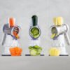 Robot de cuisine multifonction 3-en-1 pour râper les légumes, carottes et couper facilement, idéal pour préparer des repas rapides et sains à la maison