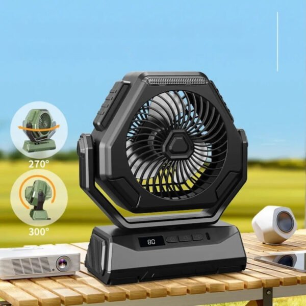 Camelion - Ventilateur de camping rechargeable avec lampe à DEL Camelion - Ventilateur de camping rechargeable avec lampe à DEL