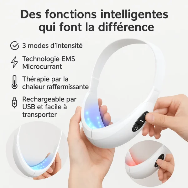 Appareil de Massage Facial pour Réduction du Double Menton et Raffermissement de la Peau – Soin Anti-Âge à Domicile