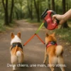 Laisse double pour chien anti-enroulement, pratique pour 2 chiens avec enrouleur longue distance