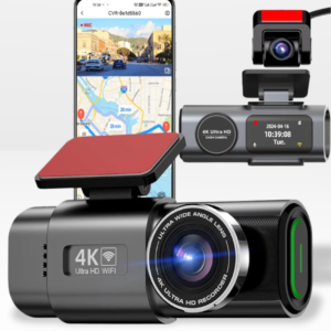 Caméra embarquée voiture 4K avec GPS, WiFi, caméra arrière Full HD et surveillance parking 24h