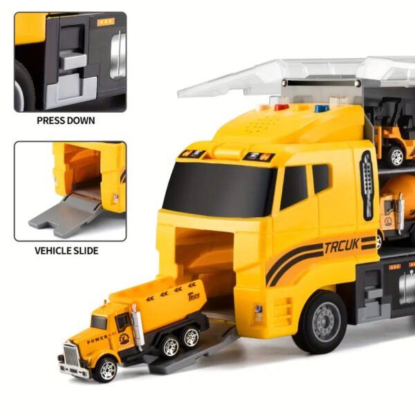 Voiture jouet enfant PlayMe avec camion transport, garage voiture jouet 2 ans et accessoires