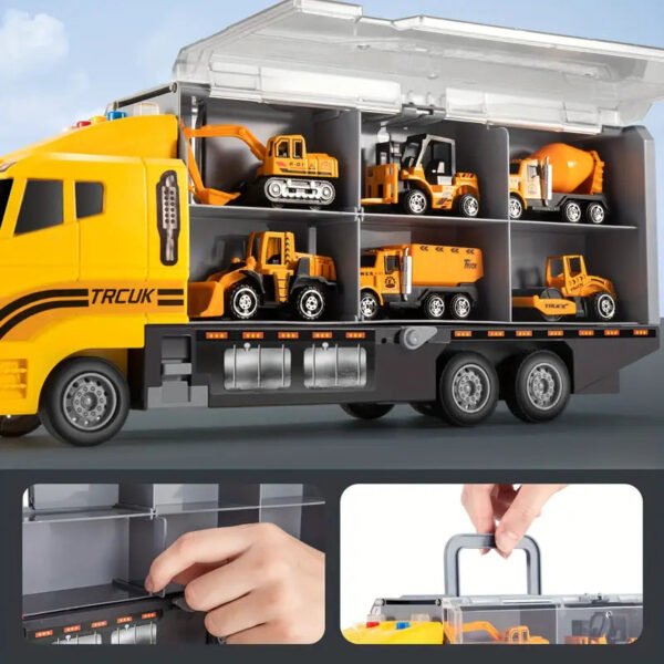 Voiture jouet enfant PlayMe avec camion transport, garage voiture jouet 2 ans et accessoires