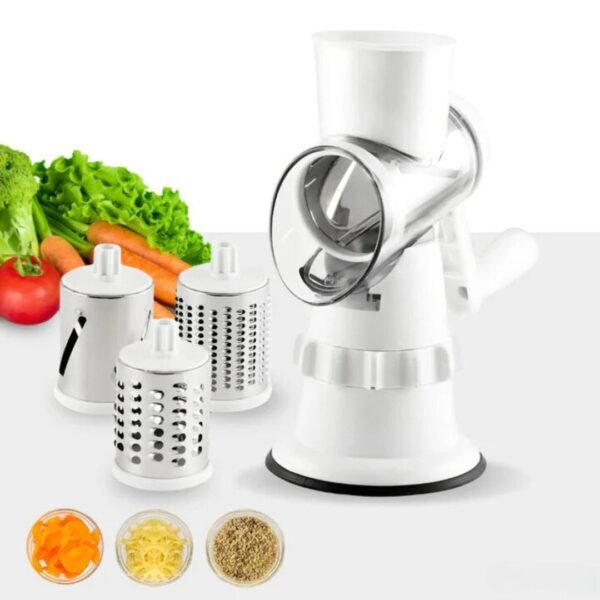 Robot de cuisine multifonction 3-en-1 pour râper les légumes, carottes et couper facilement, idéal pour préparer des repas rapides et sains à la maison