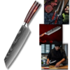Couteaux Japonais en Acier Damas – Set de Couteaux de Cuisine pour Préparation de Sushi et Sashimi