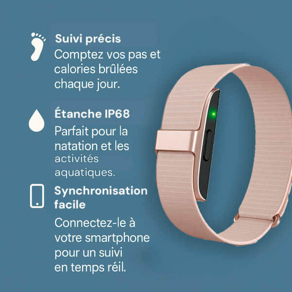 Bracelet connecté santé étanche – Bracelet santé connecté avec suivi fitness et bien-être quotidien