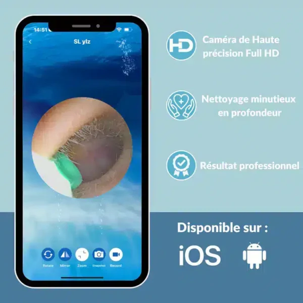 Camera pour oreille Wifi USB HD, nettoyeur auriculaire, vision en temps réel, outil d’inspection pratique et sûr
