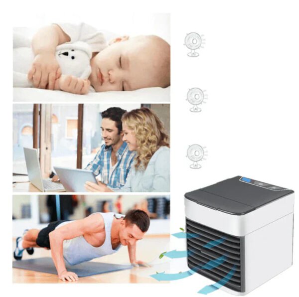 Mini climatiseur portatif USB 3-en-1 – rafraîchit, humidifie et purifie ...