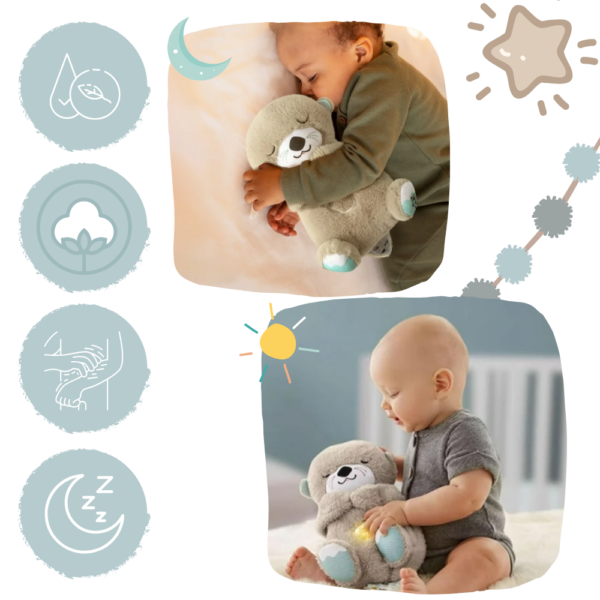 Peluche loutre apaisante qui respire – sensation utérus et berceuse pour sommeil bébé naturel