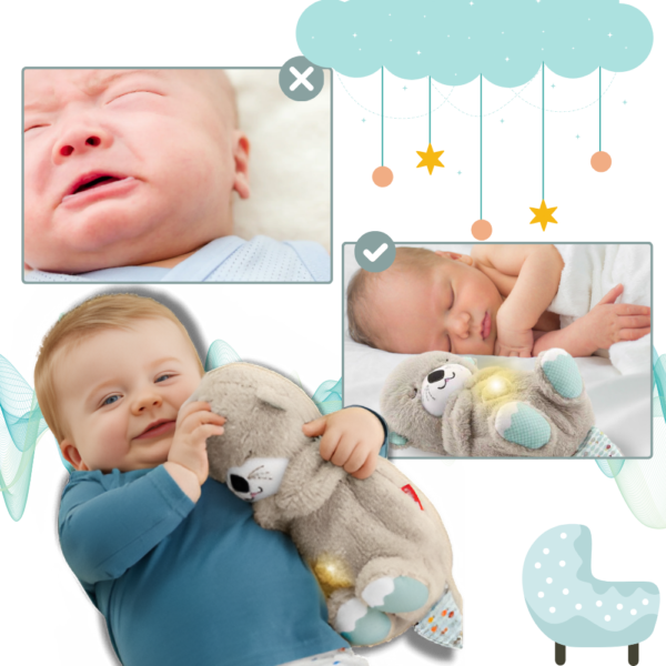 Peluche loutre apaisante qui respire – sensation utérus et berceuse pour sommeil bébé naturel