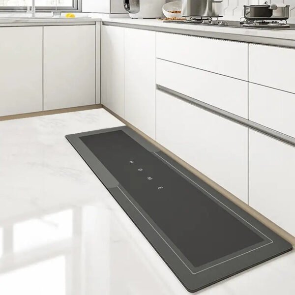 Tapis de cuisine long antidérapant pour devant évier, confortable et imperméable gris clair