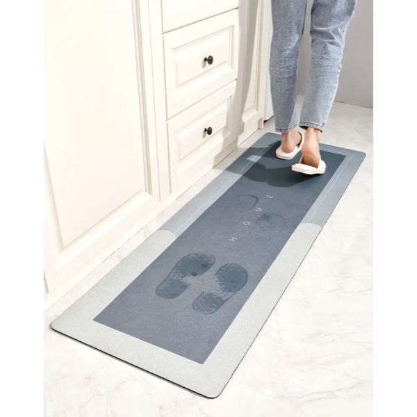 Tapis de cuisine antidérapant lavable – Devant évier confortable et imperméable gris clair