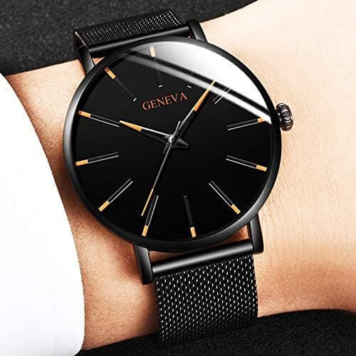 Montre Ultra Fine Homme en Acier Inoxydable | Design Minimaliste pour Usage Quotidien et Événements Spéciaux