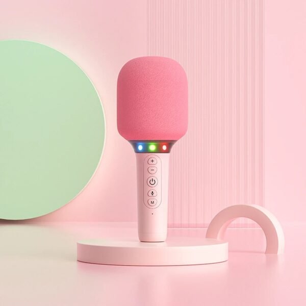 variant-image-2-1-1-1.jpeg Micro Karaoke Rose pour Enfants – Système de Chant Portable avec Haut-parleur Intégré et Effets Sonores