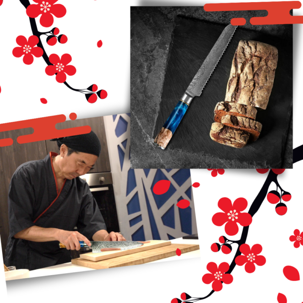 Couteaux japonais de cuisine en acier inoxydable – Ensemble de couteaux de chef pour la préparation des repas et la découpe des aliments