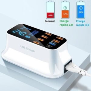 Chargeur Rapide USB 8 Ports 3.0 Affichage LCD