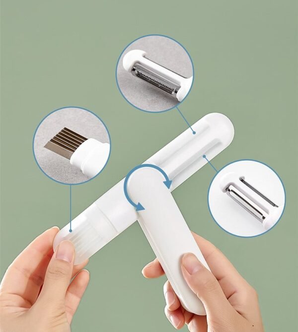 Couteau de cuisine 3 en 1 rotatif multifonction éplucheur et râpe