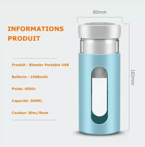 Blender Electrique Portable USB | Smoothies et Jus de Fruit