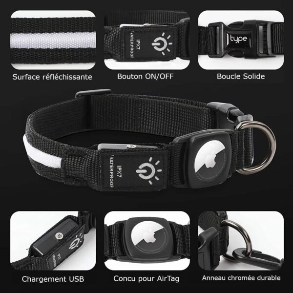 Collier de localisation lumineux pour chiens