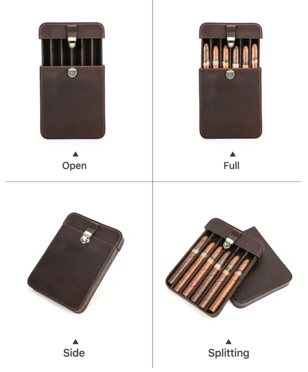 Etui à cigares retro en cuir de luxe