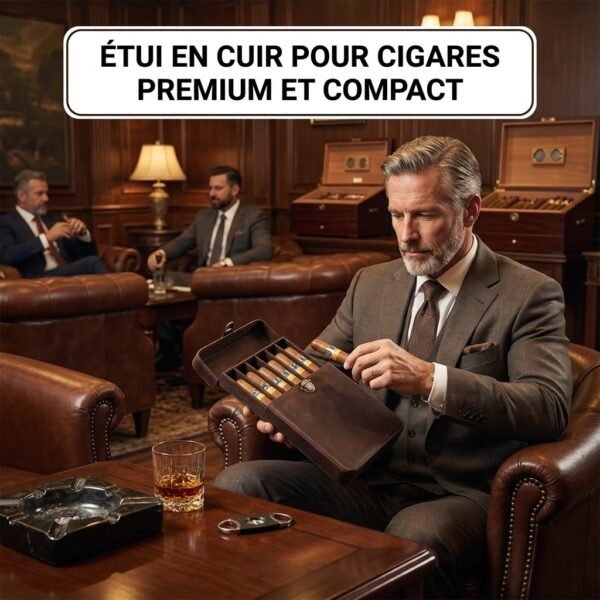 Etui à cigares retro en cuir de luxe